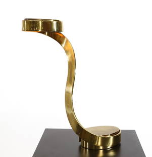 Georgine Aasen for Casella Lighting Snake Lamp: Brass table lamp, marked and numbered 24. In working condition. Pitting and other surface wear. 18"h