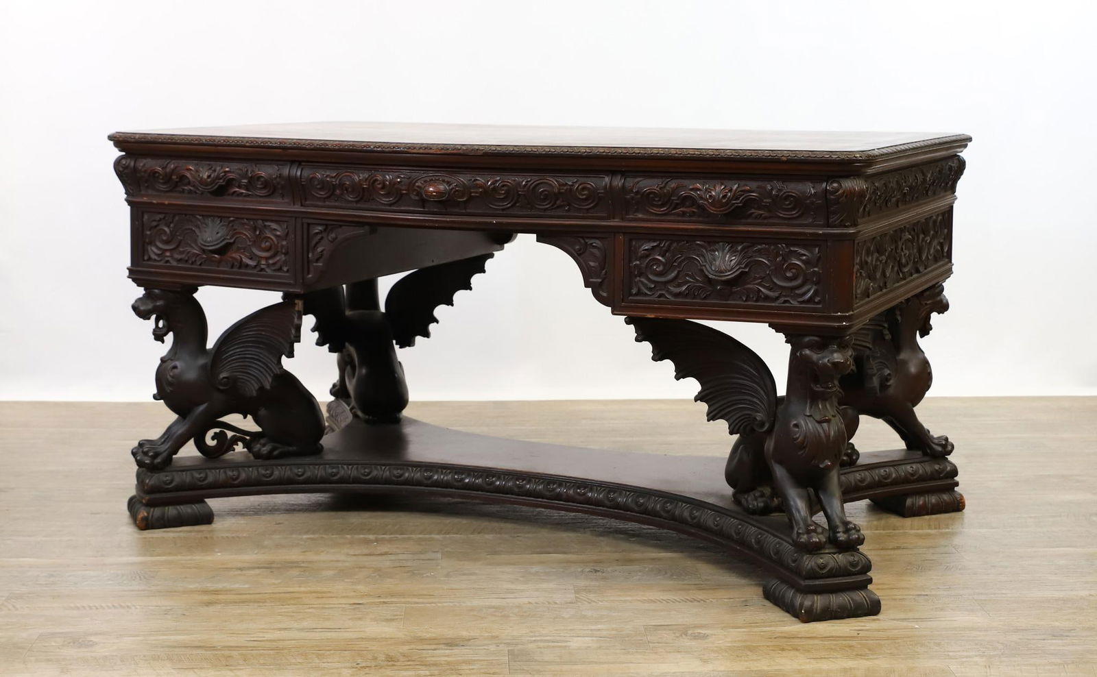 R.J. Horner Carved Mahogany Griffin Partners Desk (1 of 20)