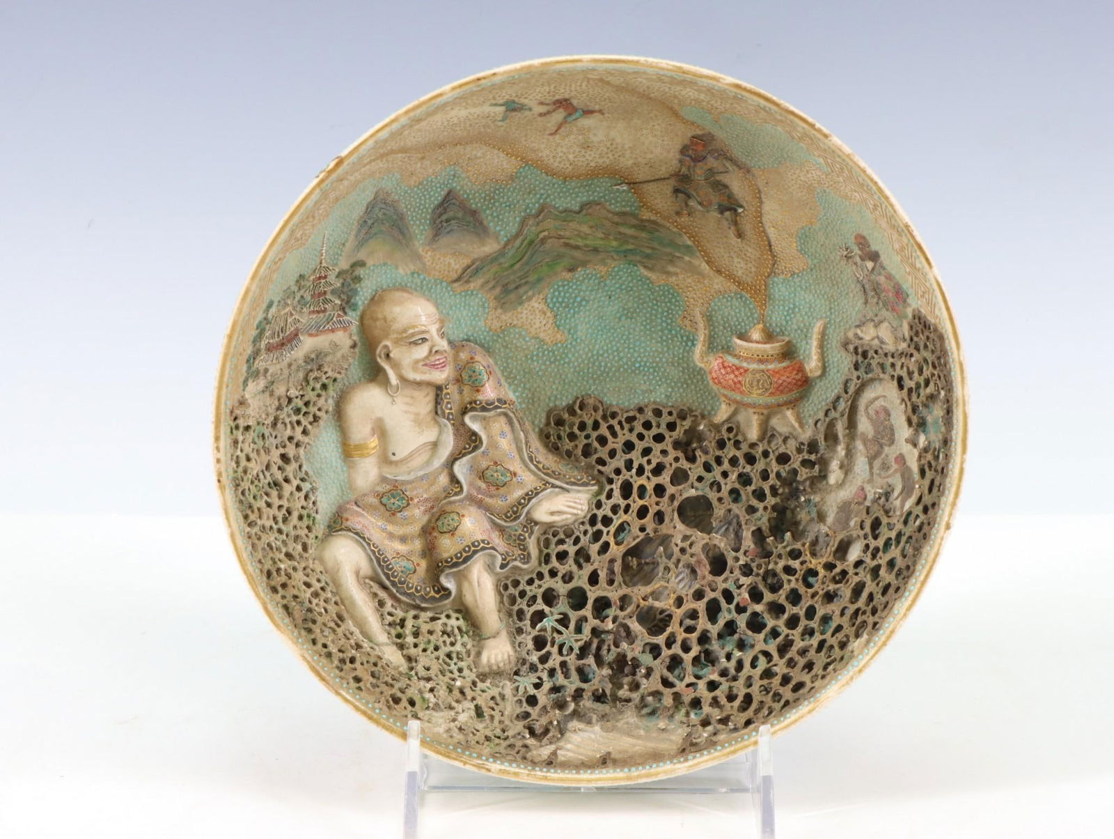 Tohaku-en Japanese Satsuma Pottery Bowl (1 of 5)