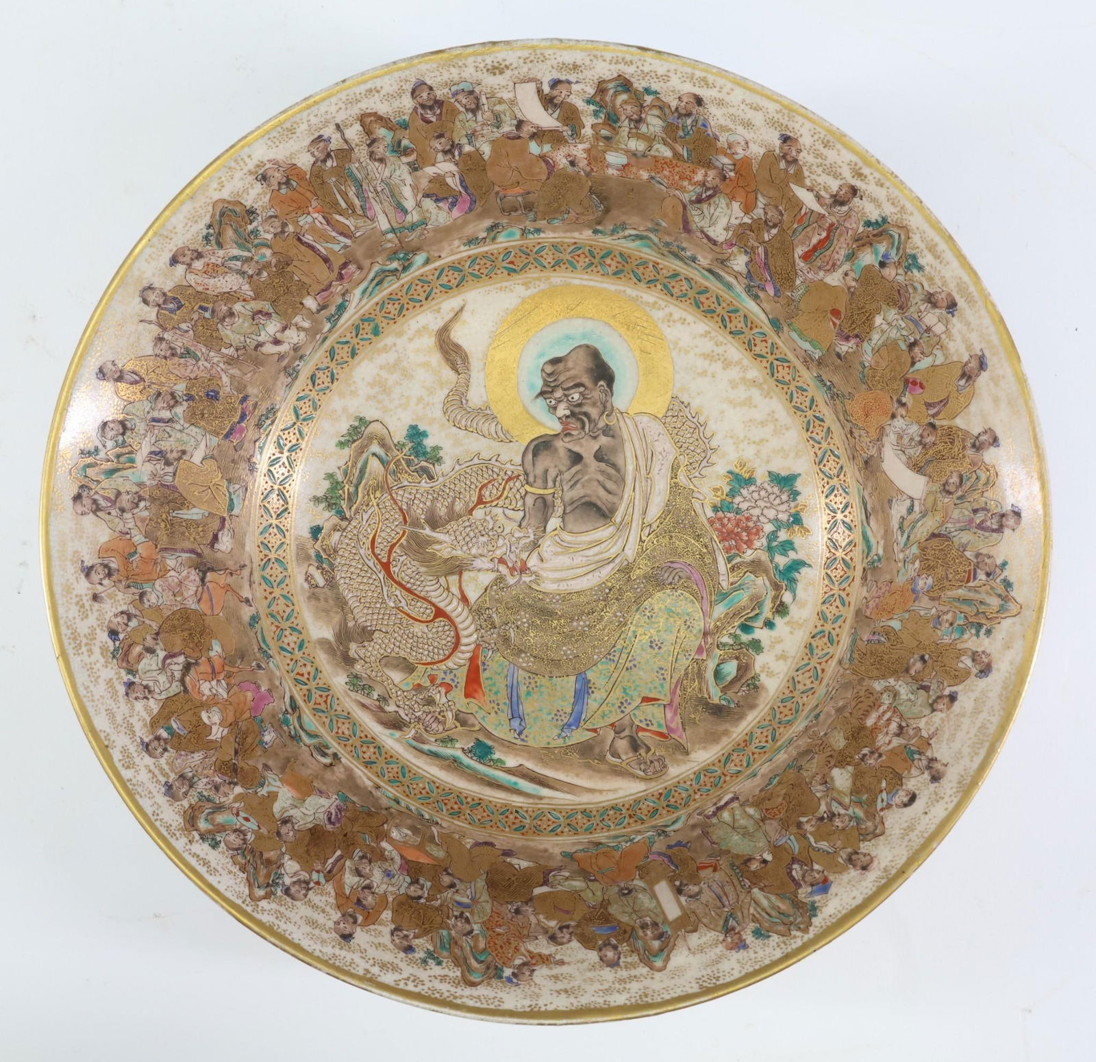 Japanese Satsuma Pottery Serving Bowl (1 of 9)