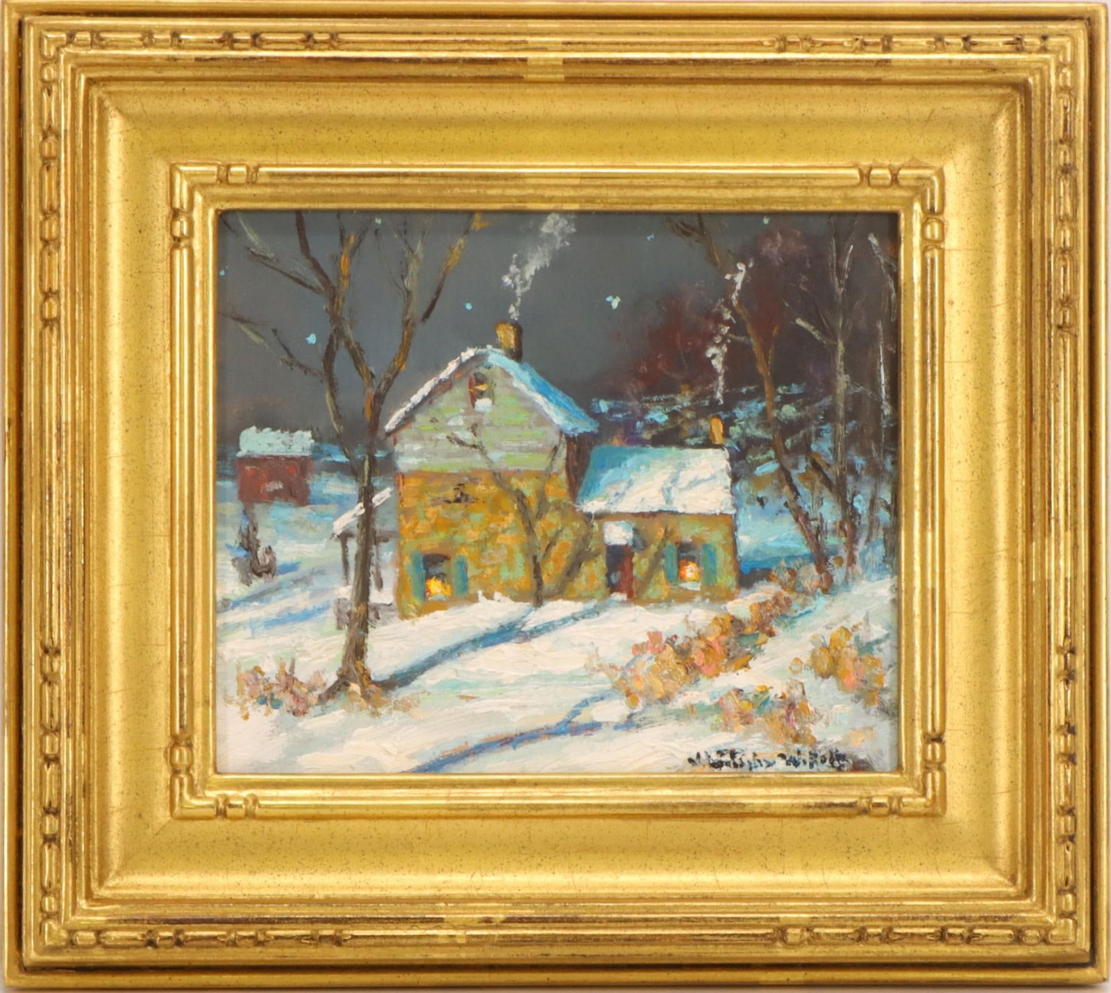 Christopher Willett (born 1959): Oil on board, "Antique Shop, Rt. 202 Buckingham, Pa", SLR. 5"h x 6"w and 8.25"h x 9.25"w framed