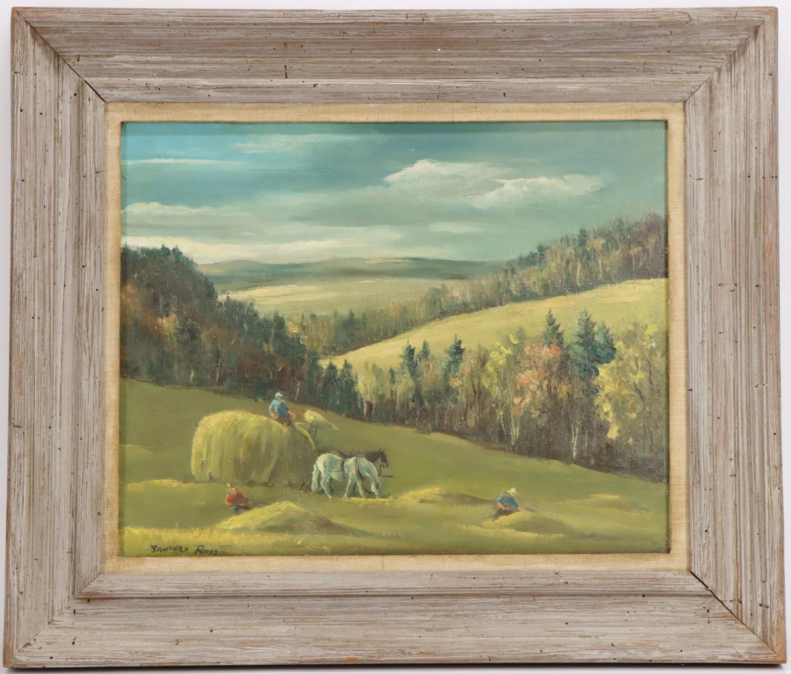 Sanford Ross (1907 - 1954): Oil on canvas, "Horses", SLL. 16"h x 20"w and 23"h x 27"w