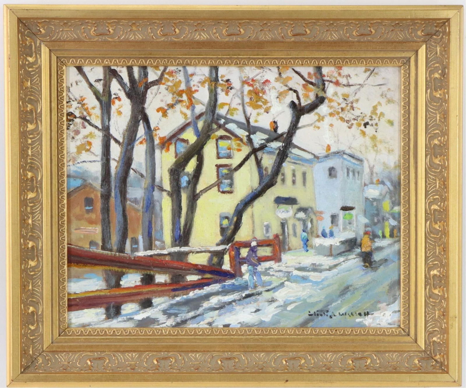 Christopher Willett (born 1959): Oil on board, "Machine Shop, New Hop(sic)", SLR. 8"h x 10"w and 11"h x 13"w framed