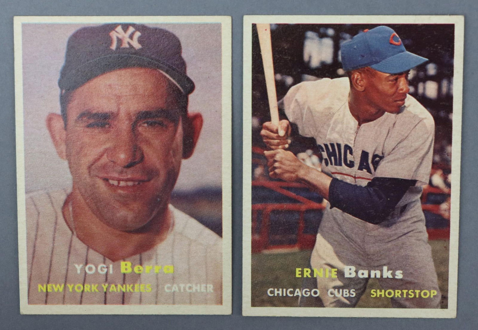 1957 Topps Ernie Banks & Yogi Berra Baseball Cards (1 of 13)