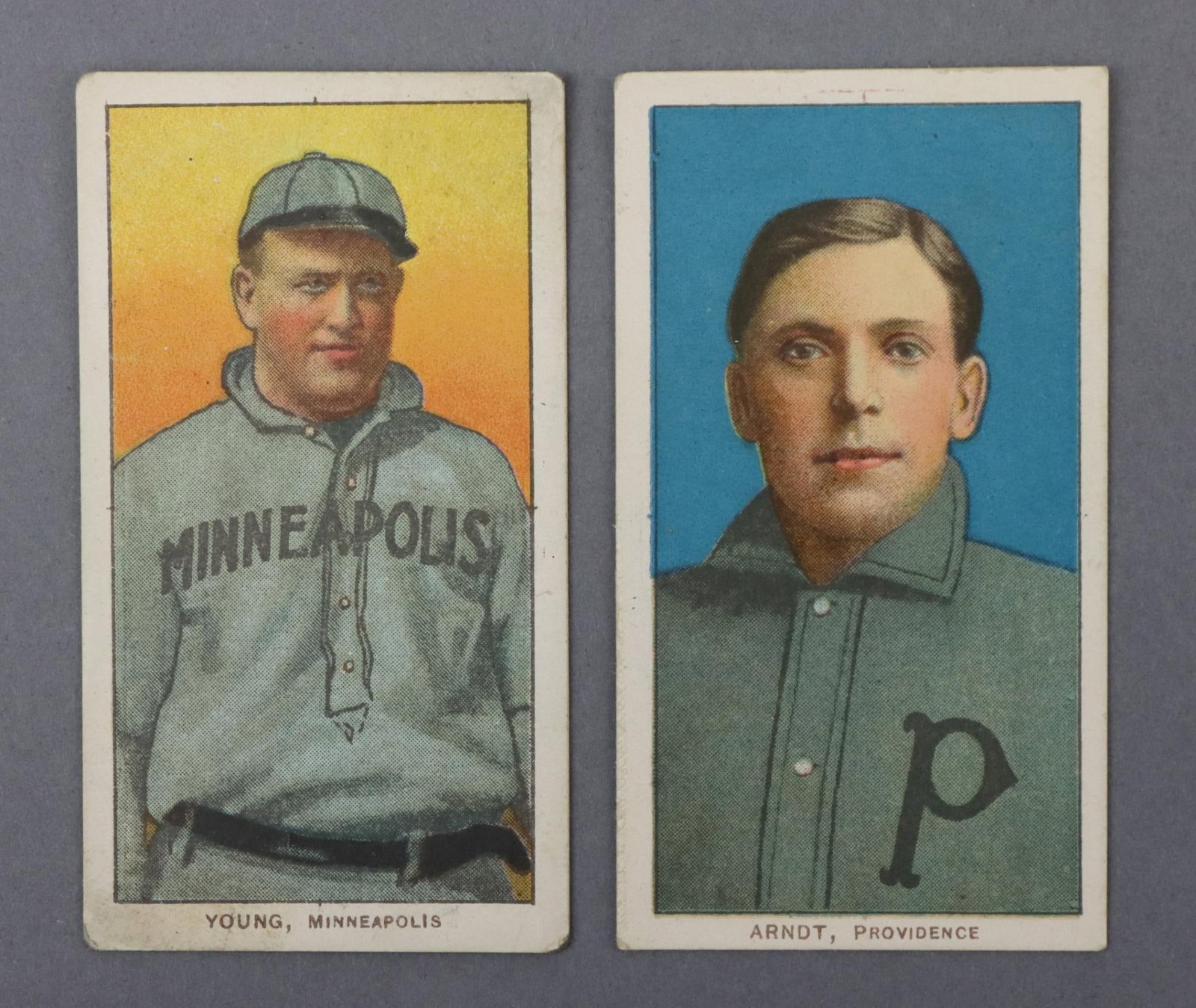 (2) 1909-11 T206 Piedmont Baseball Tobacco Cards: (2) 1909-11 T206 Piedmont White Border baseball tobacco cards: Harry Arndt & Irv Young. The cards are free of creases and good centering. Both cards feature a Piedmont 350 Subjects ad back and a facto