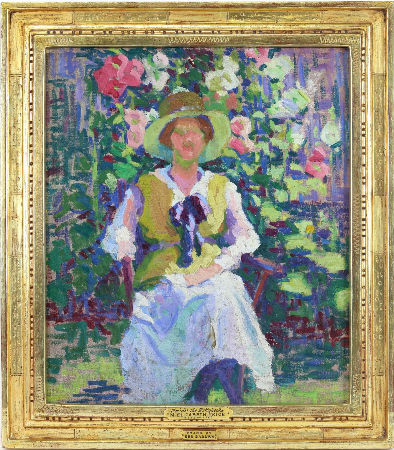 Mary Elizabeth Price (1877 - 1965) Badura Frame: Oil on canvas, unsigned. Provenance: Christie's Auction March 14, 1991, sale #7230, lot 168, in a Bernard Badura hand carved and gilded frame. 14"h x 12"w and 17.5"h x 15"w framed