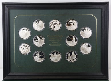 Franklin Mint Sterling Silver Norman Rockwell's Tribute to Robert Frost Medals (12)