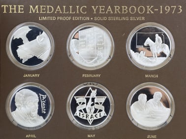 Franklin Mint Sterling Silver Medallic Yearbook 1973 Medals (12)