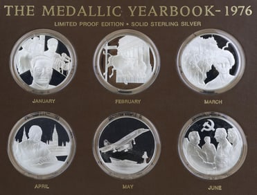 Franklin Mint Sterling Silver Medallic Yearbook 1976 Medals (12)