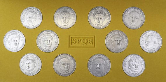 Franklin Mint Sterling Silver Twelve Caesars Medals (12)
