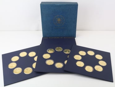 Franklin Mint Sterling Silver Encyclopedia Britannica Wonders of Mankind Medals (24)