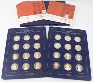 Franklin Mint Sterling Silver Gallery of Great Americans 1970 - 72 Medals (36)