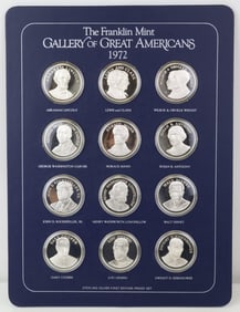 Franklin Mint Sterling Silver Gallery of Great Americans 1972 Medals (12)