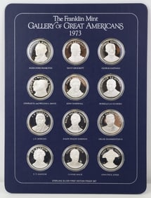 Franklin Mint Sterling Silver Gallery of Great Americans 1973 Medals (12)