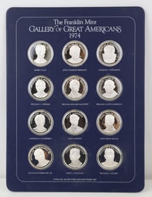 Franklin Mint Sterling Silver Gallery of Great Americans 1974 Medals (12)