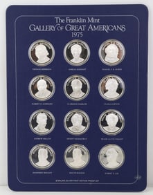 Franklin Mint Sterling Silver Gallery of Great Americans 1975 Medals (12)