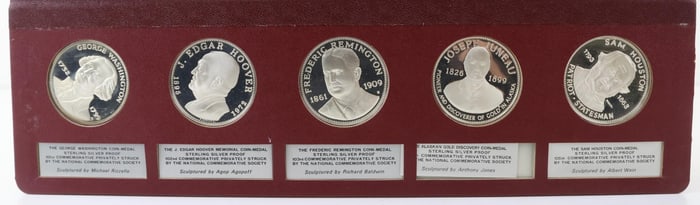Franklin Mint Sterling Silver National Commemorative Society Medals (55)