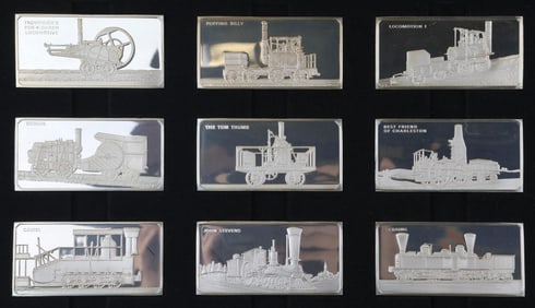 Franklin Mint Sterling Silver Locomotives Ingots (50)