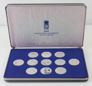Franklin Mint Fine Silver XI Winter Olympics Medals (11)