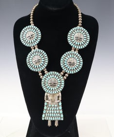 Larry Moses Begay Sterling Silver Squash Blossom Necklace