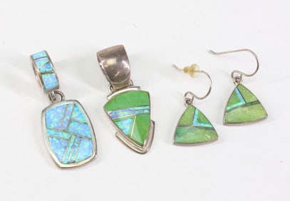 Native American Sterling Opal and Turquoise Accessories