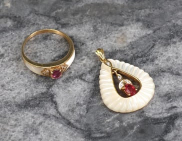 14k YG Ruby Ring and Pendant