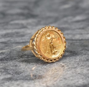 14k YG Gold Coin Ring