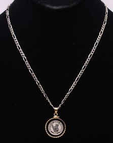 14k WG Necklace and Platinum Coin Pendant