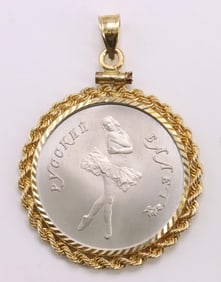 Russian 5 Ruble Palladium Coin Pendant