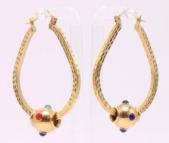 14k YG Enamel Earrings