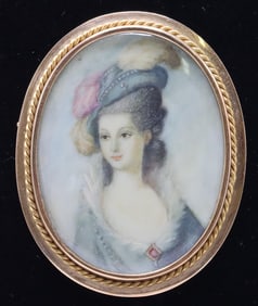 14k YG Portrait Brooch