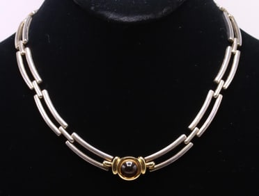 Movado 18k YG Sterling Silver Citrine Necklace