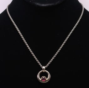 Movado 18k YG Sterling Silver Amethyst Necklace