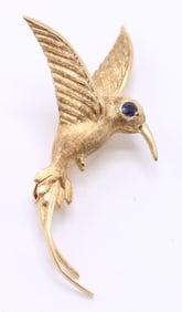 14k YG Pin Hummingbird Pin