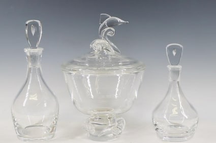 Steuben Glass Decanters and Centerpiece Bowl