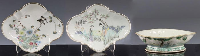 Chinese Famille Rose Footed Serving Dishes