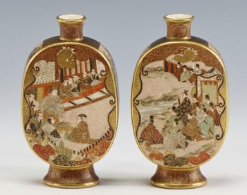 Seikozan Japanese Satsuma Pottery Vases