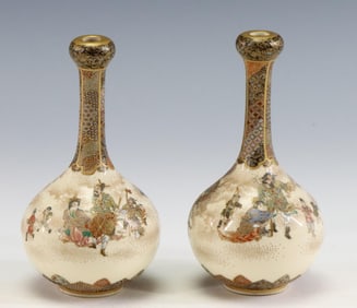 Kinzan Japanese Satsuma Pottery Vases