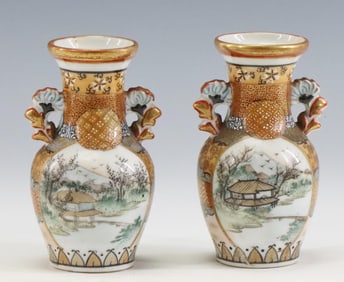 Japanese Kutani Porcelain Vases