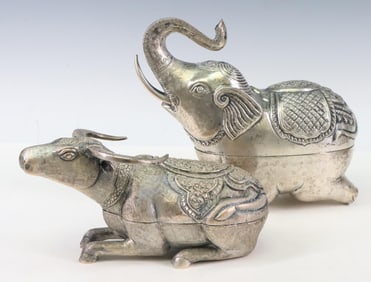 Cambodian Silver Betelnut Boxes