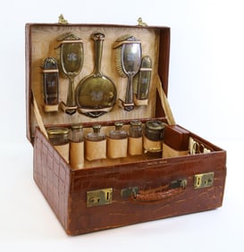 Reid & Todd Alligator Travel Case with Sterling Silver Accoutrements