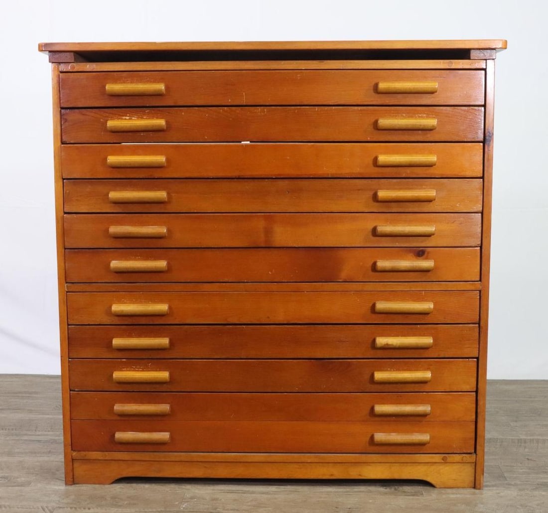 Vintage Wood Flat File Cabinet (1 of 6)