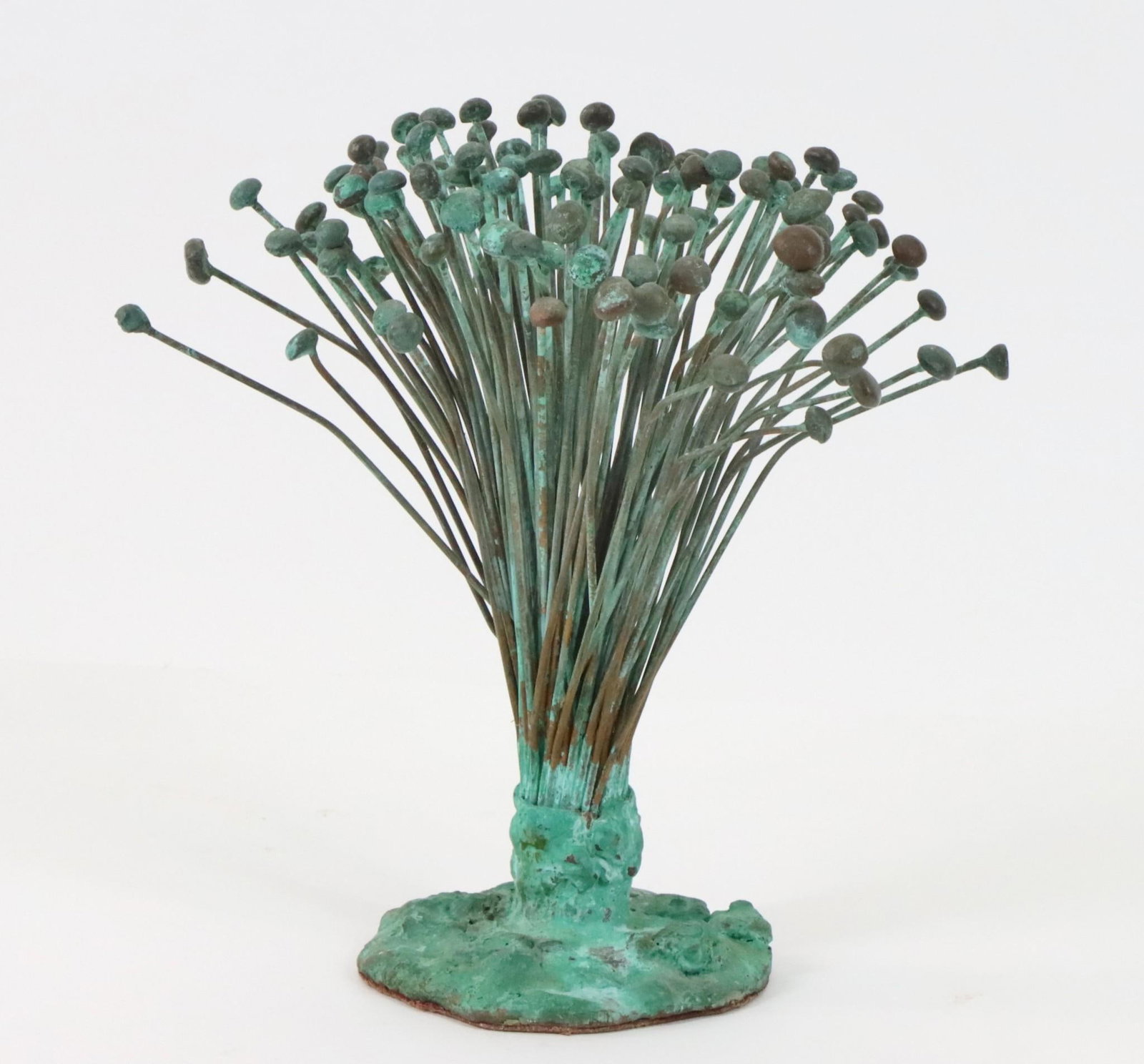 Winni Brueggemann (1930 - 2016): Phosphor bronze Brutalist abstract foliate sculpture, initialed to the foot WB, dated 2007, and numbered 75. Acquired from the artist's estate. 6.5"h x 6.5"w