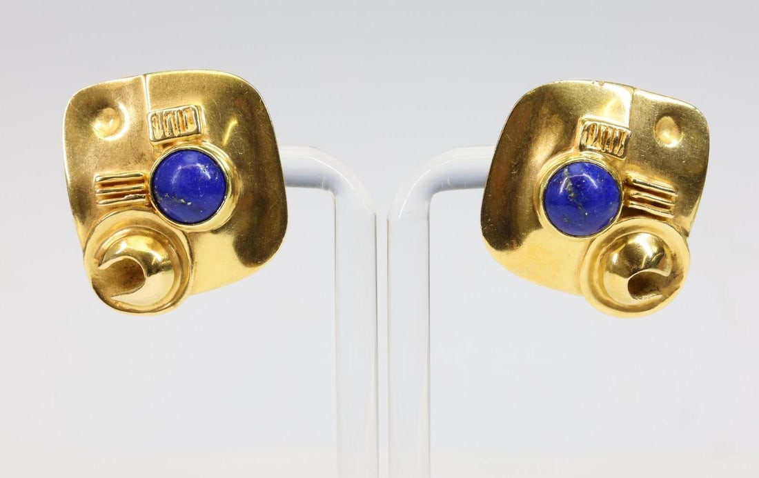 18K Demaret Lapis Earrings (1 of 7)