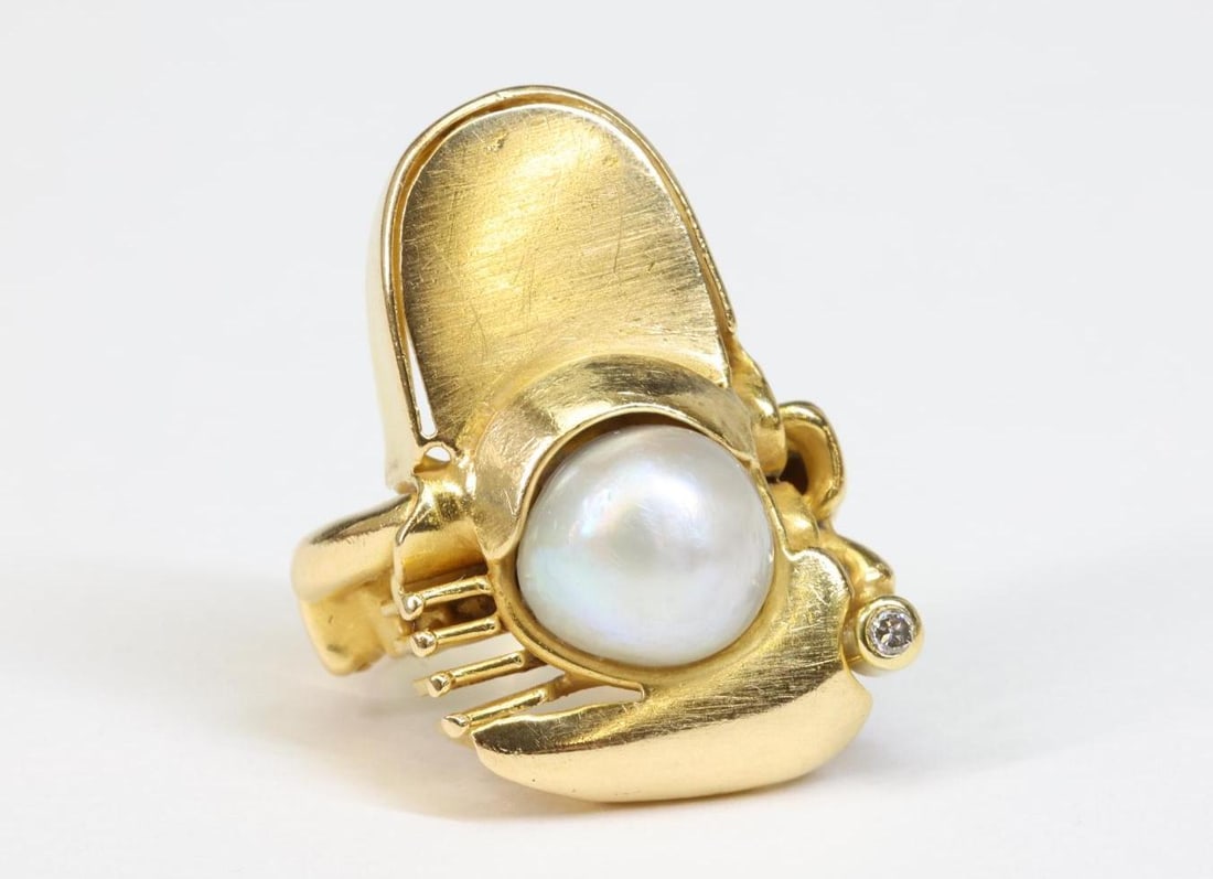 18k YG Demaret Pearl Ring (1 of 6)