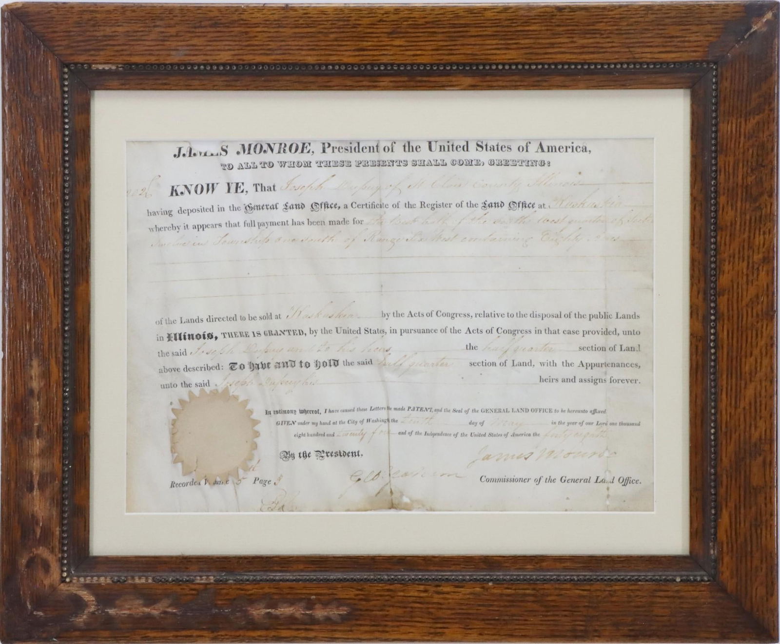 James Monroe Autograph on Land Grant (1 of 8)