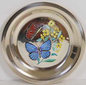 Franklin Mint Sterling Silver Butterflies of the World Plate