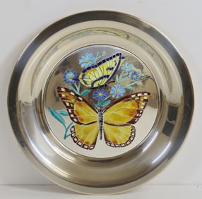 Franklin Mint Sterling Silver Butterflies of the World Plate