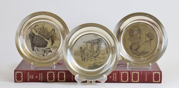 Franklin Mint Sterling Silver Norman Rockwell Christmas Plates