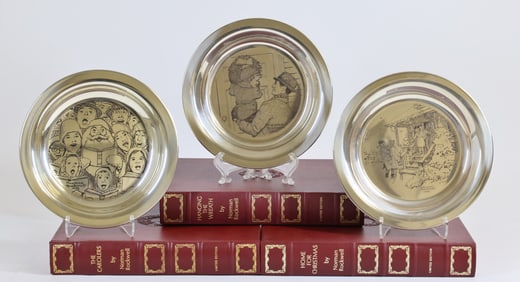 Franklin Mint Sterling Silver Norman Rockwell Christmas Plates